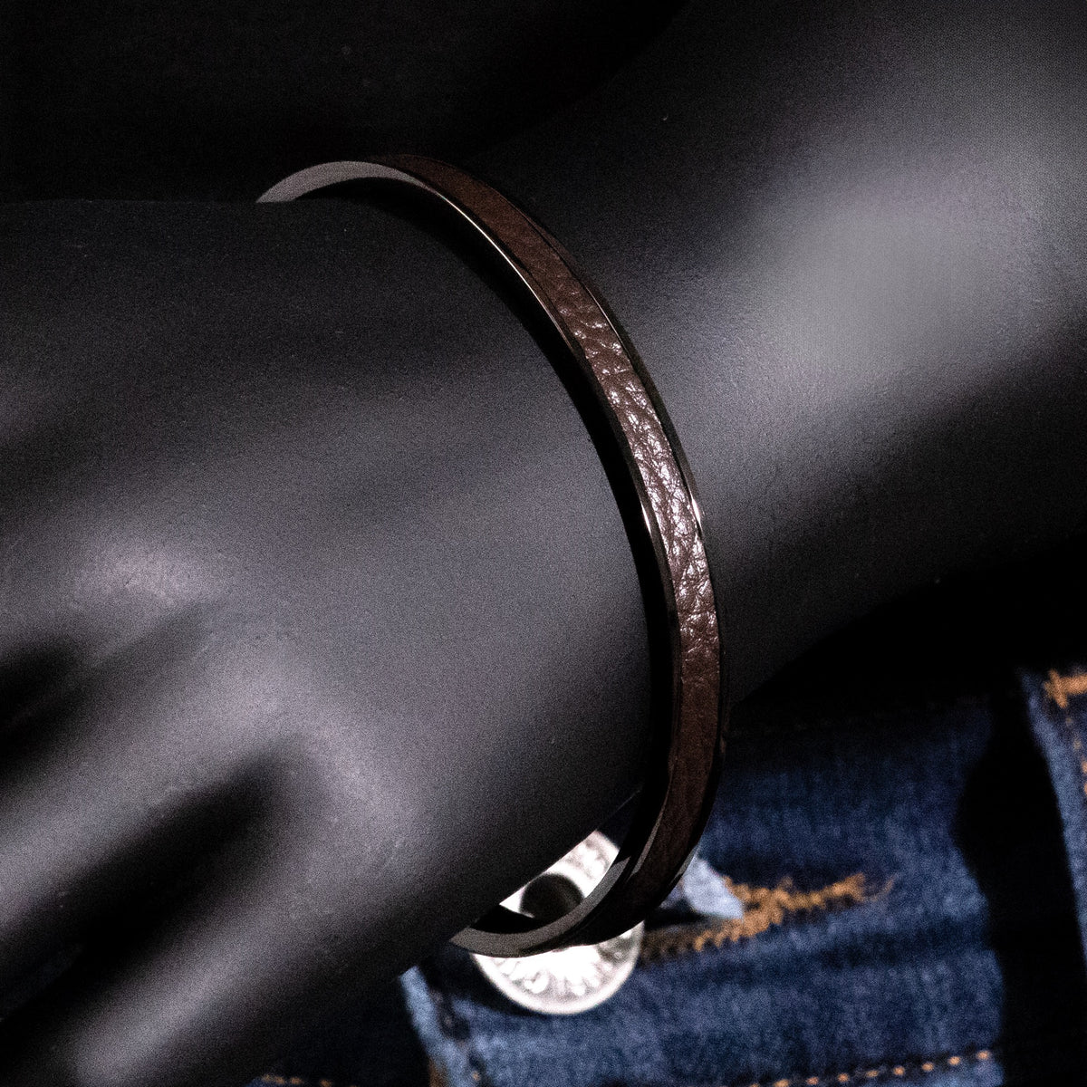 Joab Stainless Steel & Leather Cuff