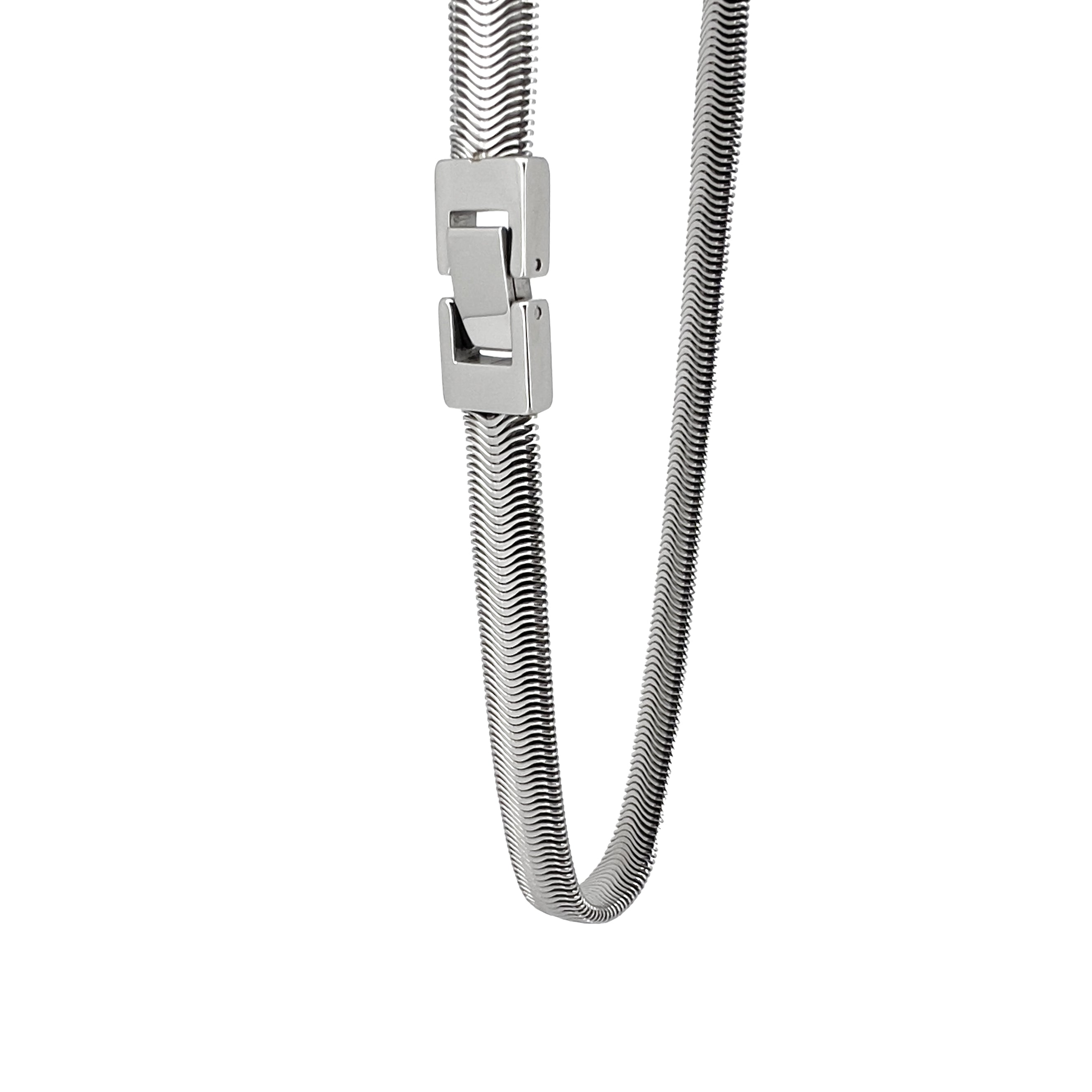 Rafael Stainless Steel Flat Snake Chain Necklace