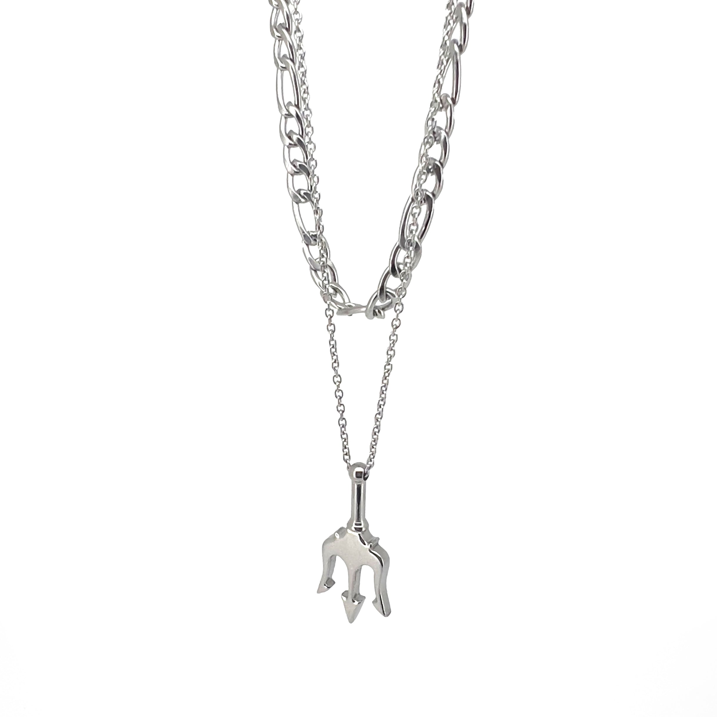 Ferni Conjunto de collar con colgante de tridente y cadena Figaro de acero inoxidable