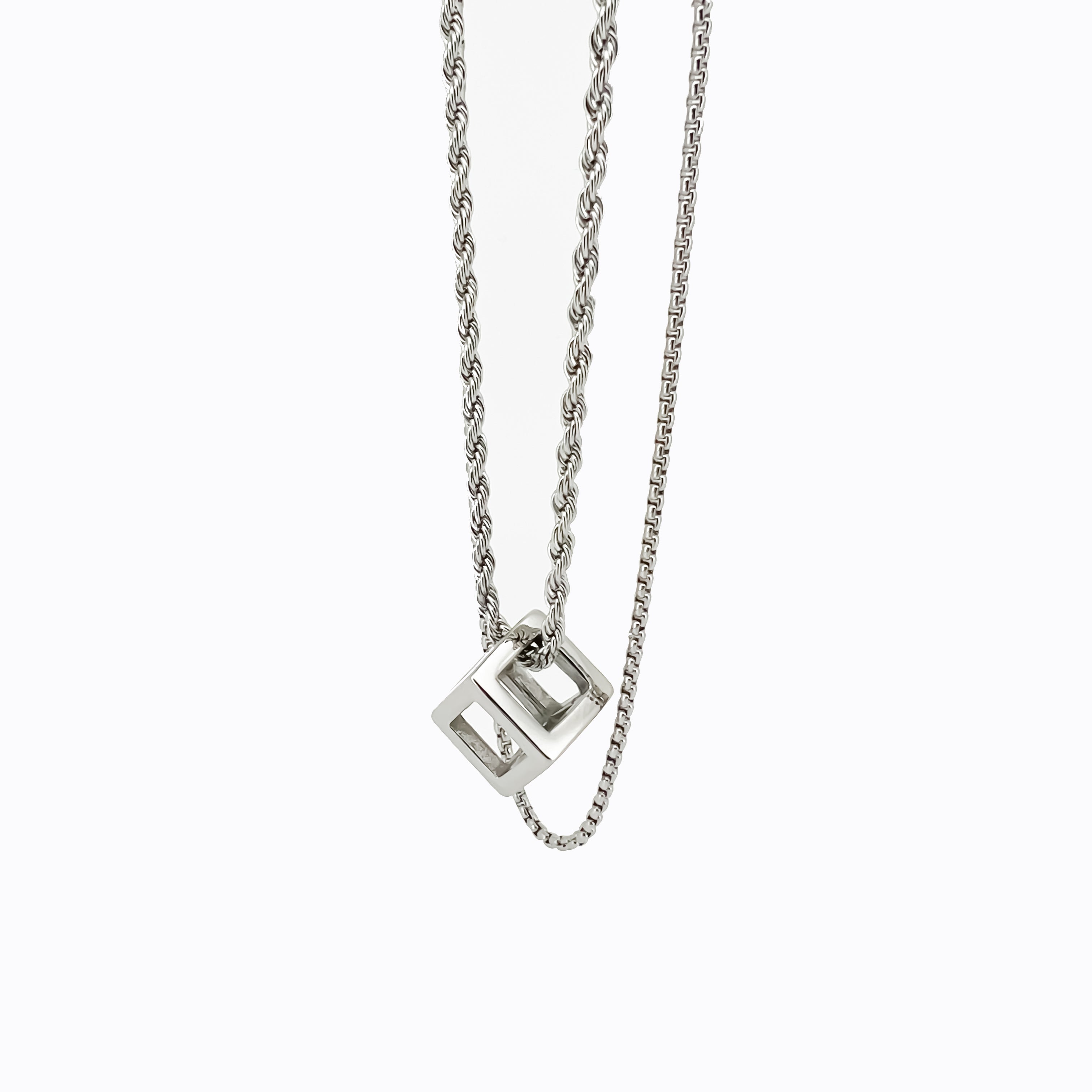 Mattis Stainless Steel Necklace with Geometric Square Pendant