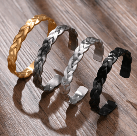 Faustulo Braided Stainless Steel Cuff