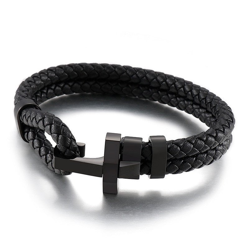 Ignocio Stainless Steel & Braided Cowhide Rope Bracelet
