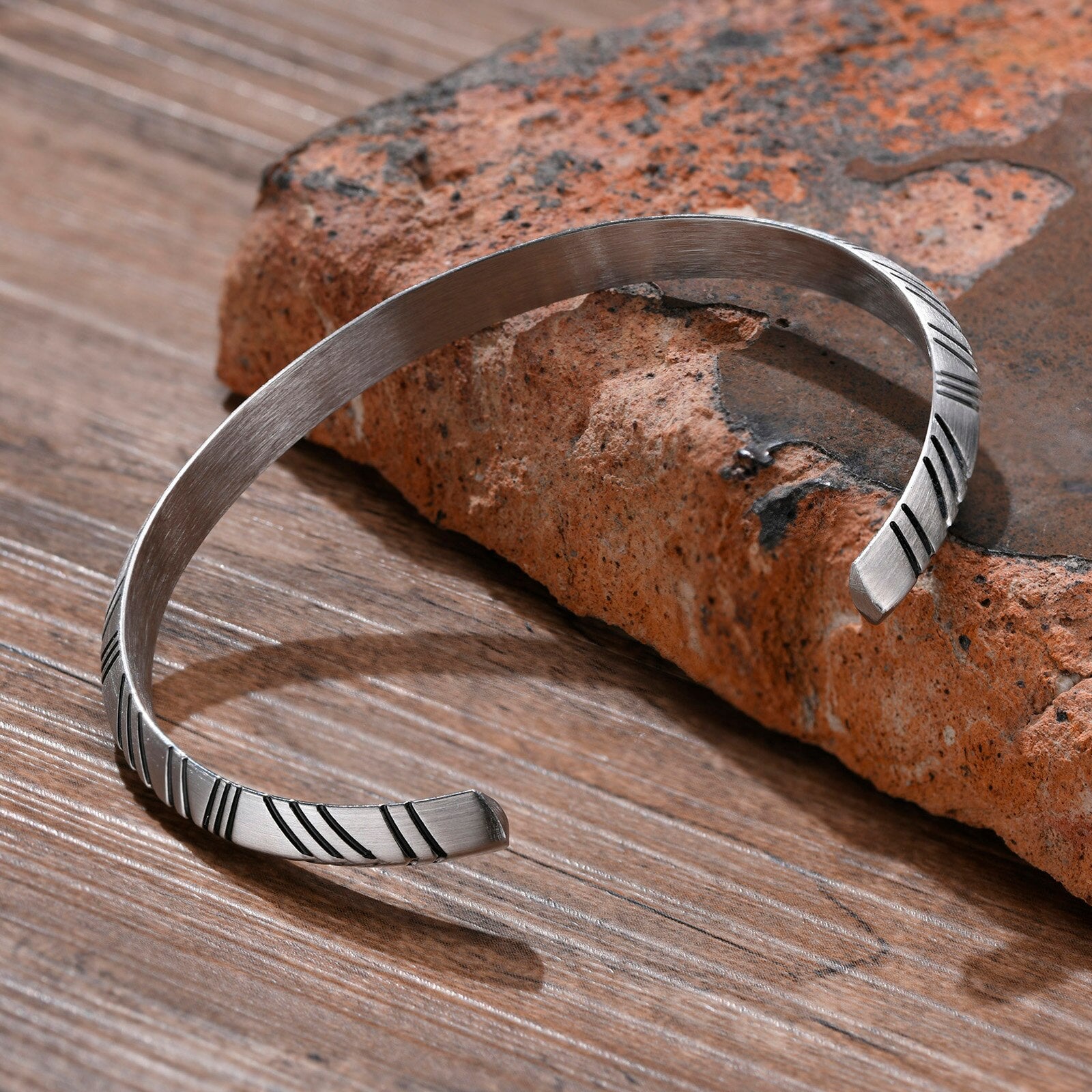 Sigered Stainless Steel Tribal Cuff