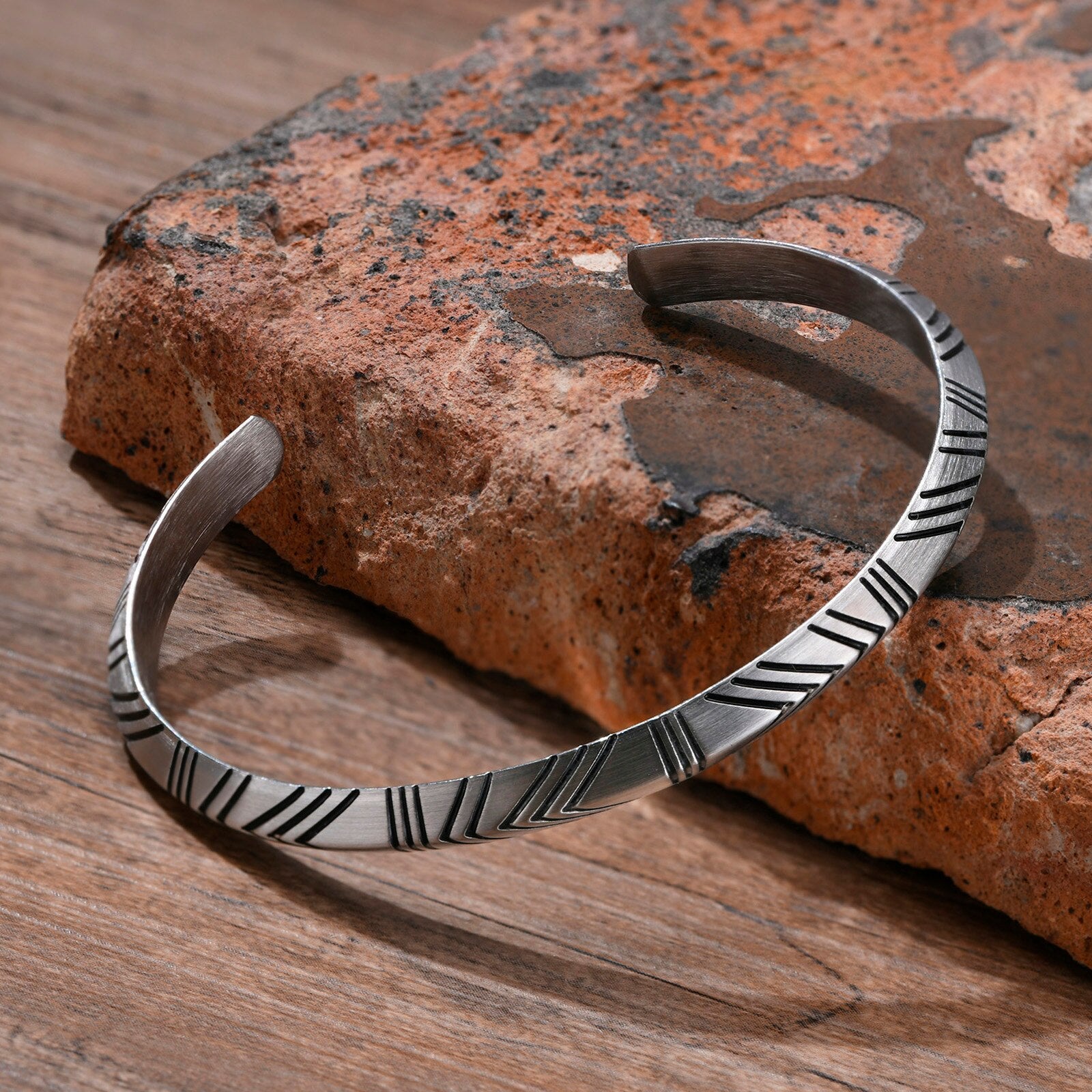 Sigered Stainless Steel Tribal Cuff