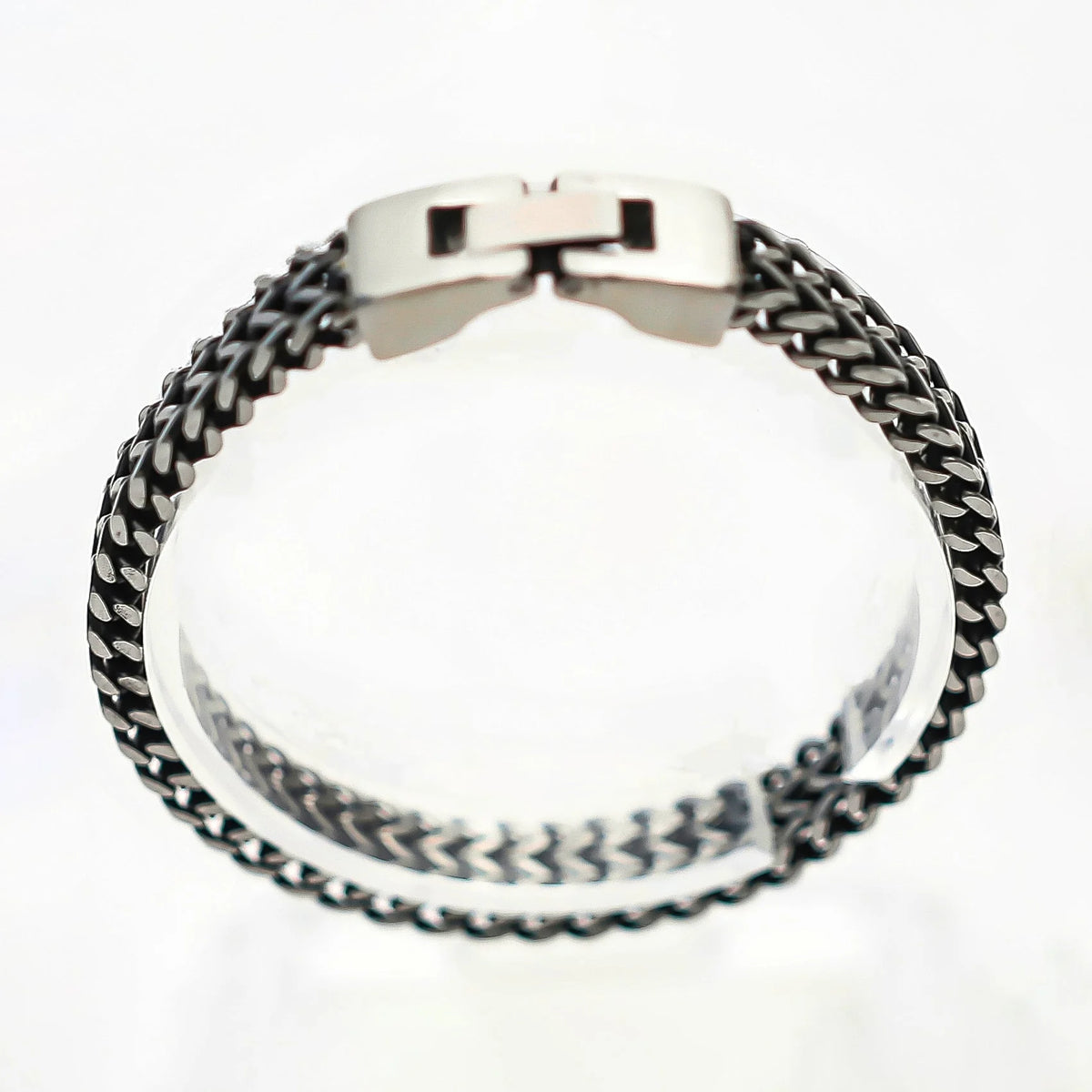 Silver chain bracelet with a clasp closure.