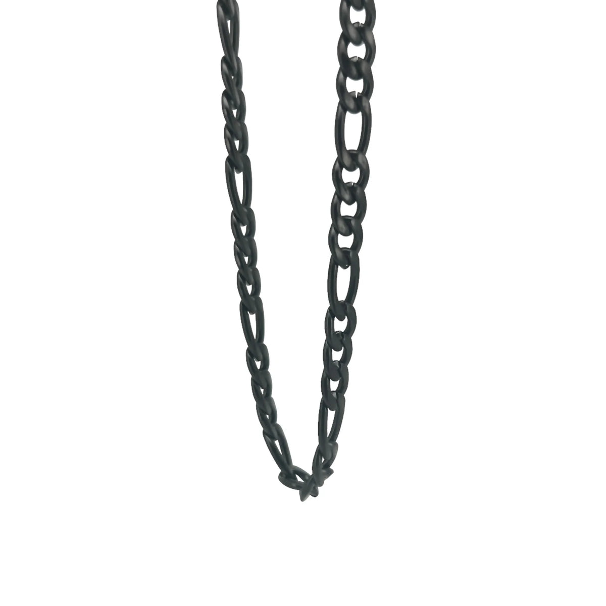 Black metal chain with oval-shaped links.