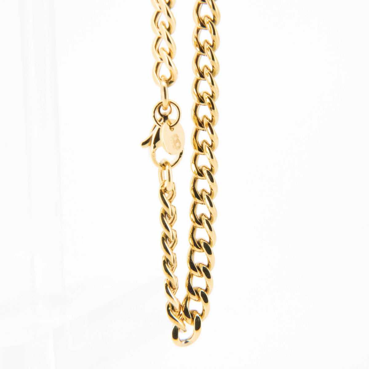 Gold-colored chain necklace with interlocking links.