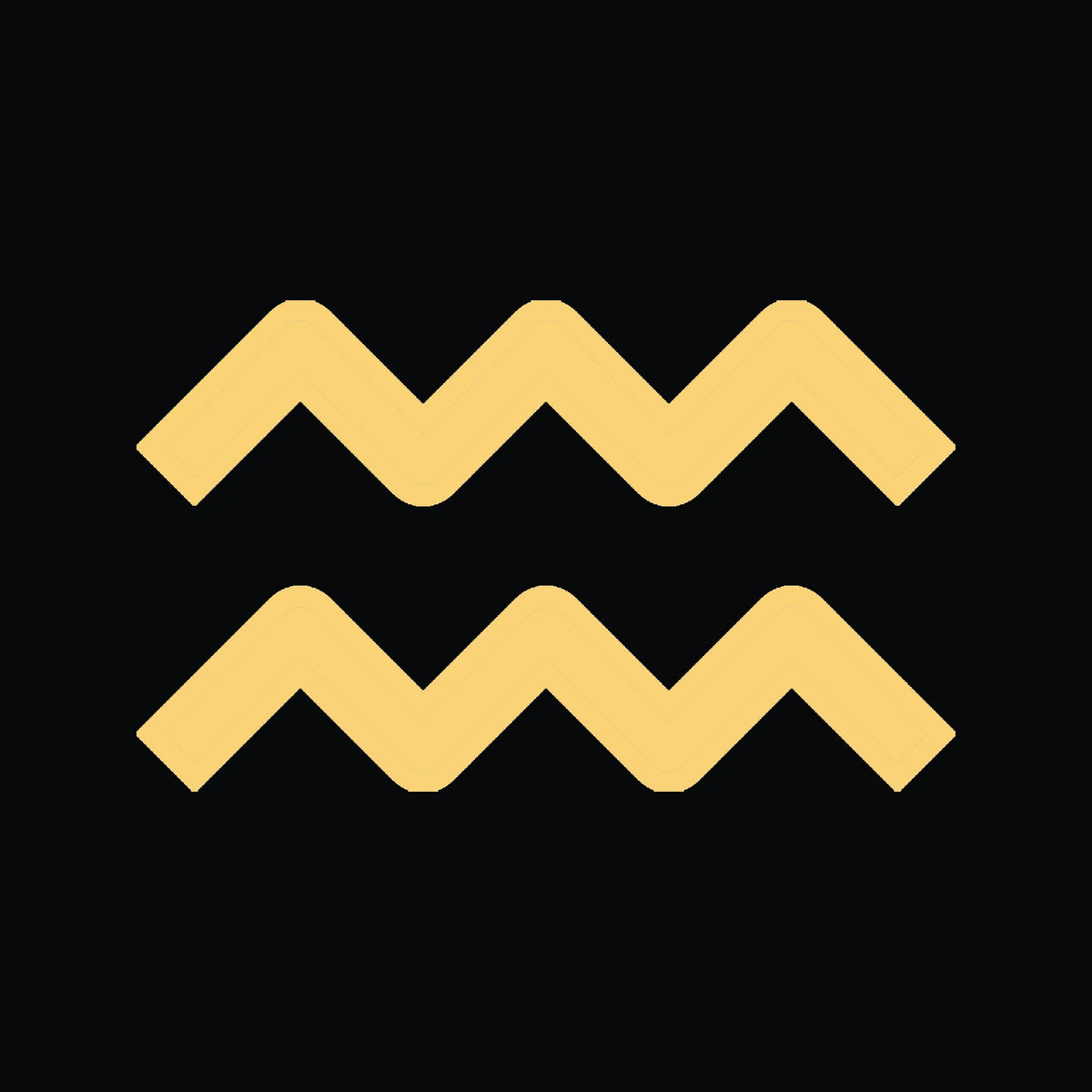 Yellow symbol resembling two wavy lines or stylized zigzags stacked vertically.