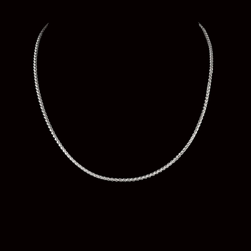 Delicate silver chain necklace with a simple, elegant design.