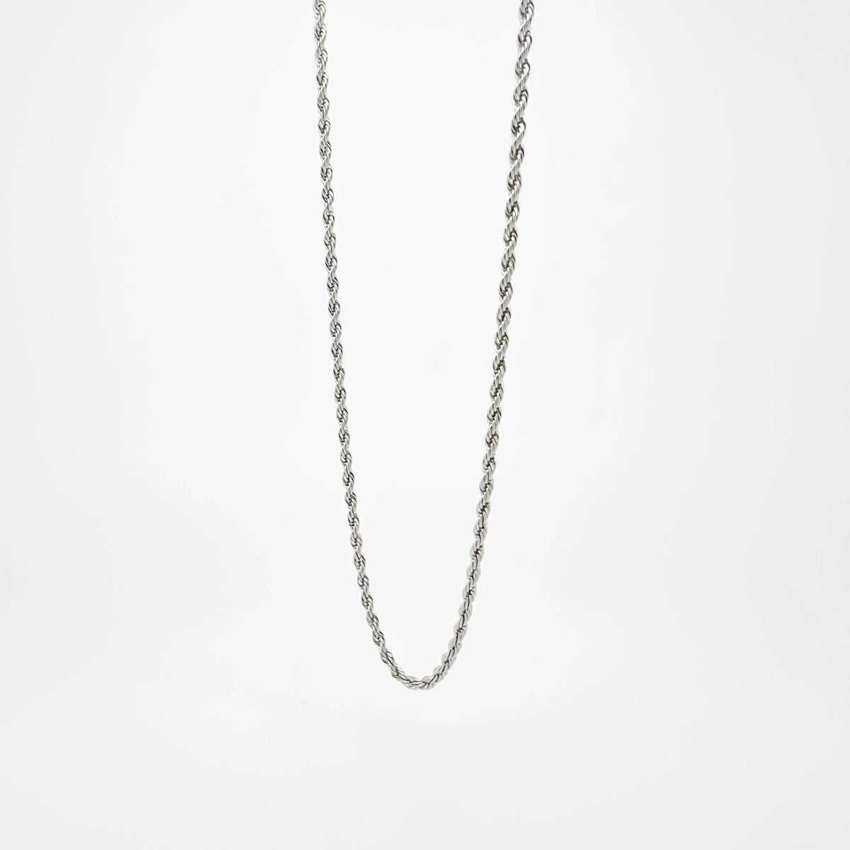 Silver twisted rope chain necklace.