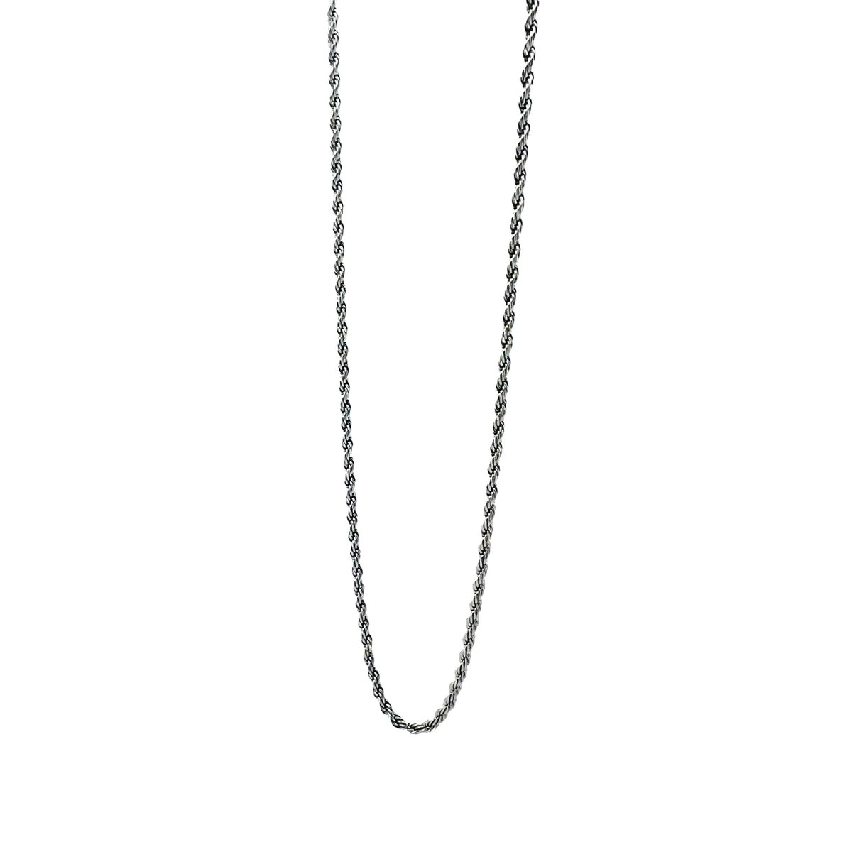 Silver twisted rope chain necklace.