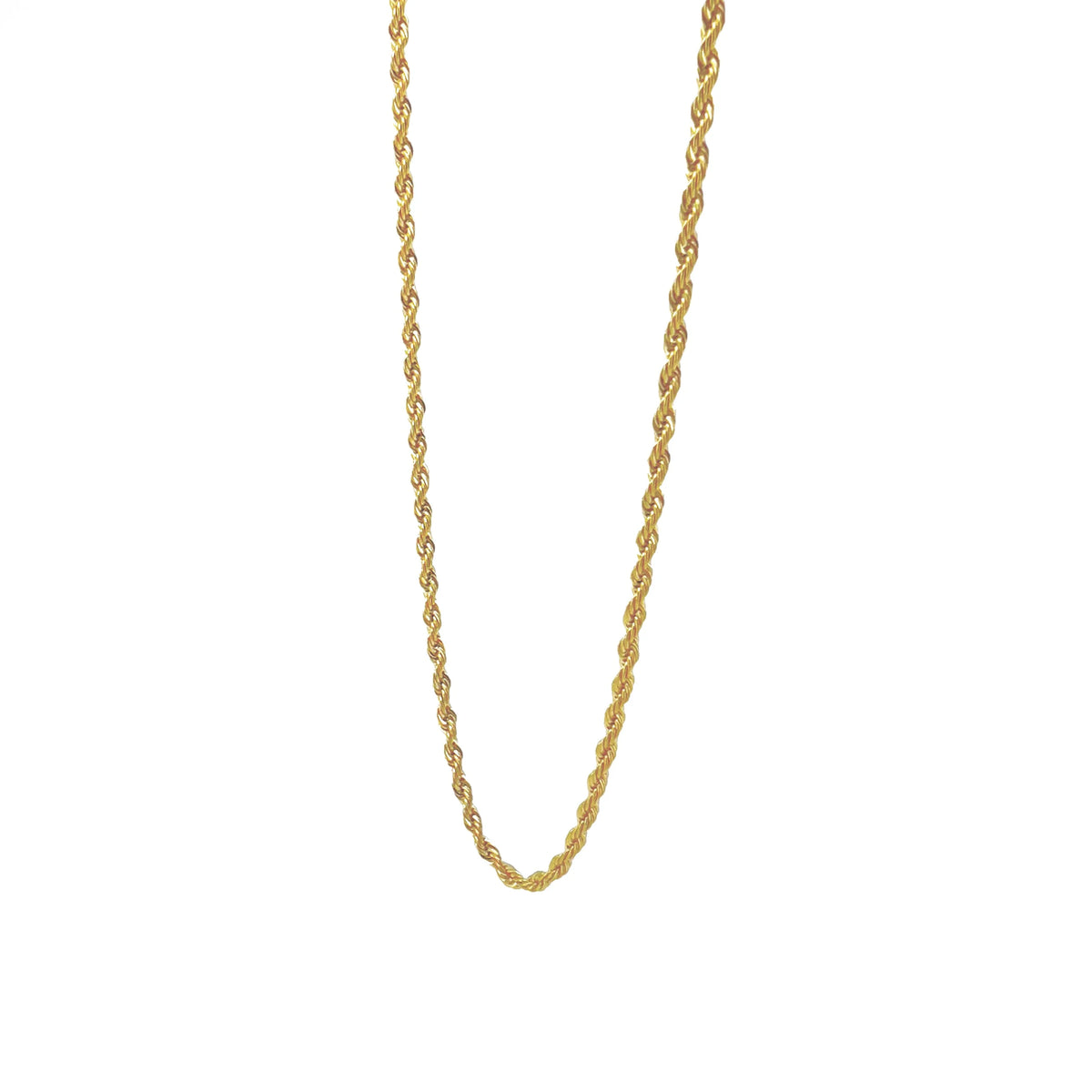 Gold rope chain necklace.