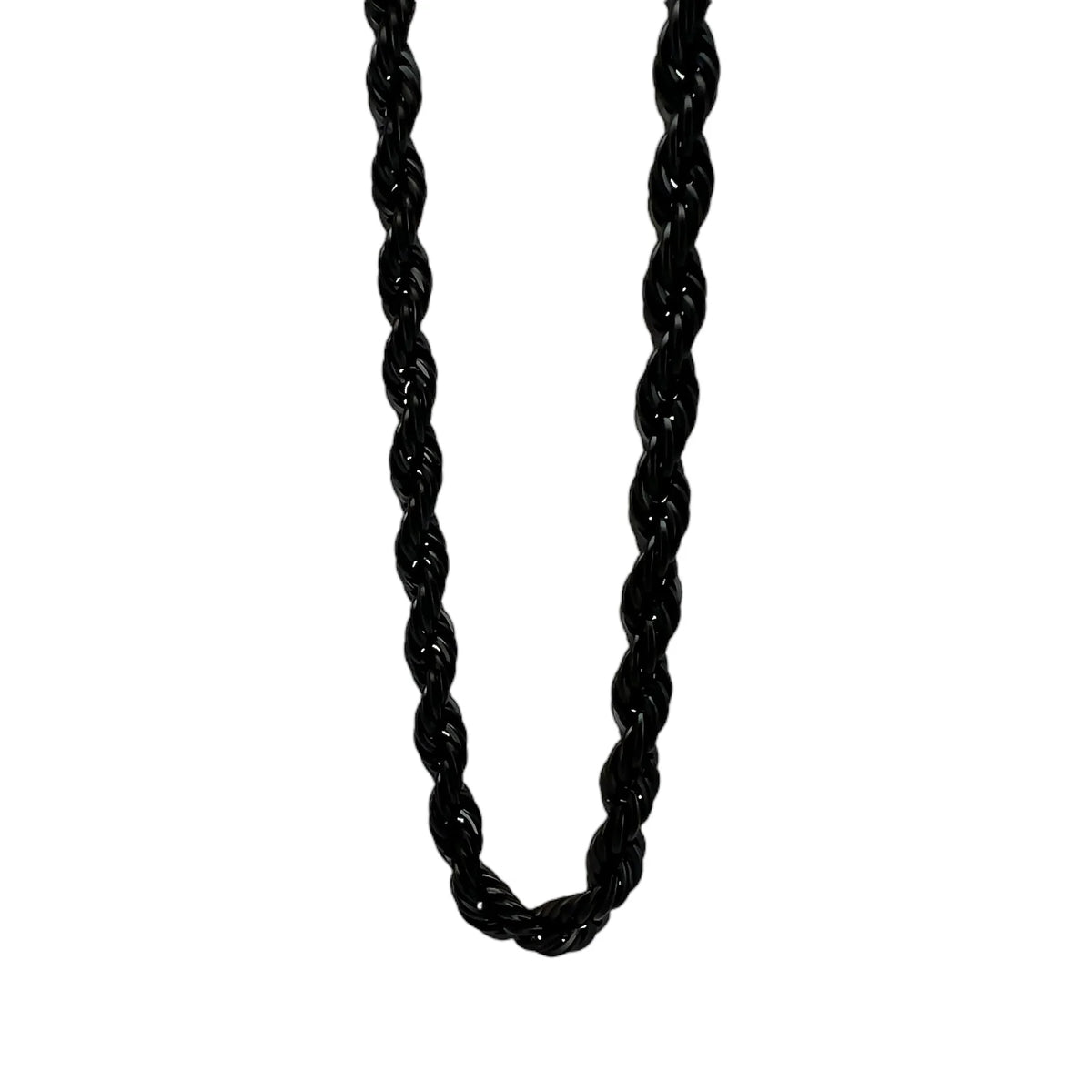 Black twisted rope chain necklace.