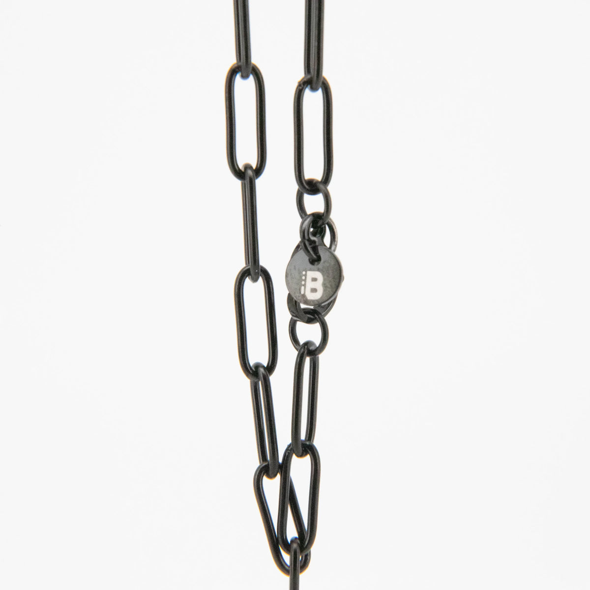 Metal chain with elongated oval links.