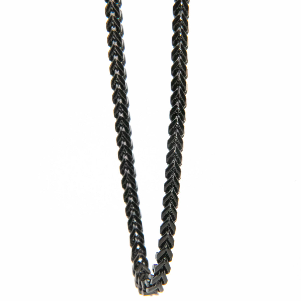 Black braided metal chain necklace.