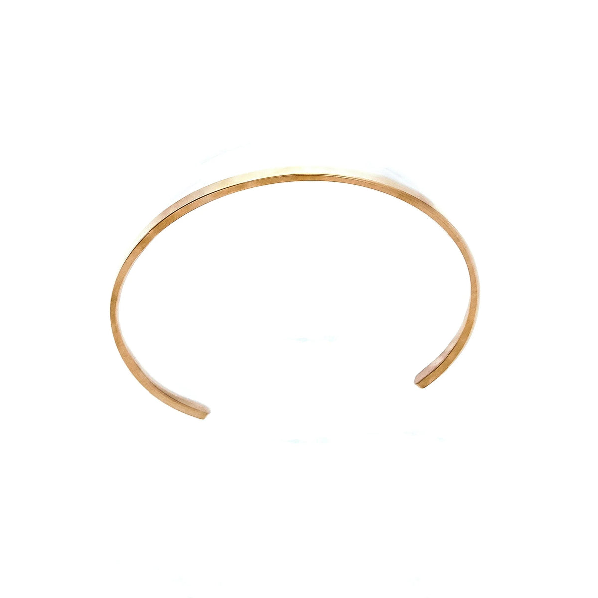 Simple gold-toned open bangle bracelet with a minimalist design.